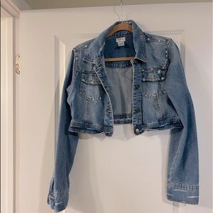 Crop denim jacket. Worn once. Sexy fit
